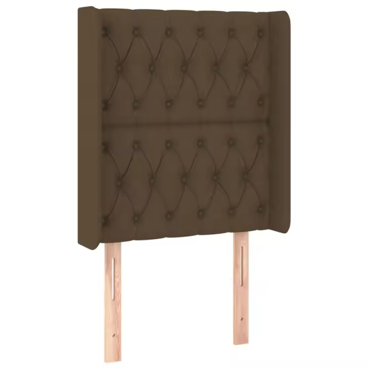 vidaXL Cabecero con LED de tela marrón oscuro 83x16x118/128 cm - 1