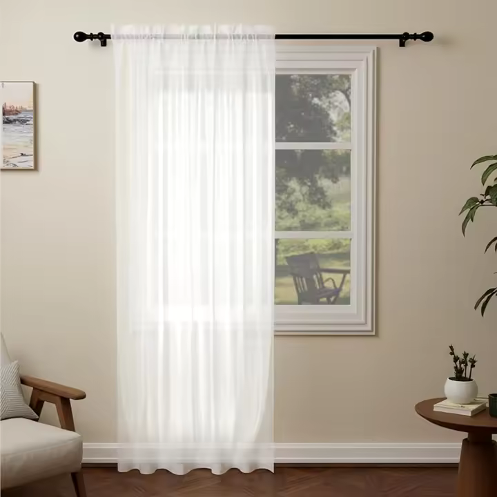 Pacok White Voile Curtains, 84 Drop Net Curtain for Windows, Rod Pocket Sheer Curtain Panel Voile Curtains for Living Room Kitcken Bedroom W56xL84 Inch(White, 142 x 213cm) - 1