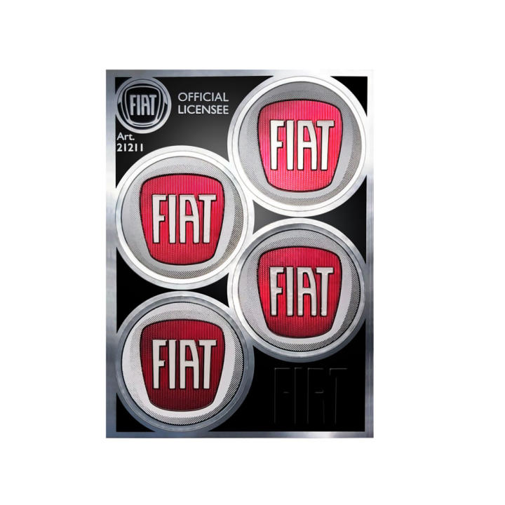 Fiat Official 4 Logos 48 mm Pegatina para cubierta de Rueda