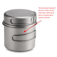 Juego De Cocina De Camping De Titanio 1100ML / 1600ML Con Manija Plegable Taza Y Olla Super Ligera Para Exterior - details 14