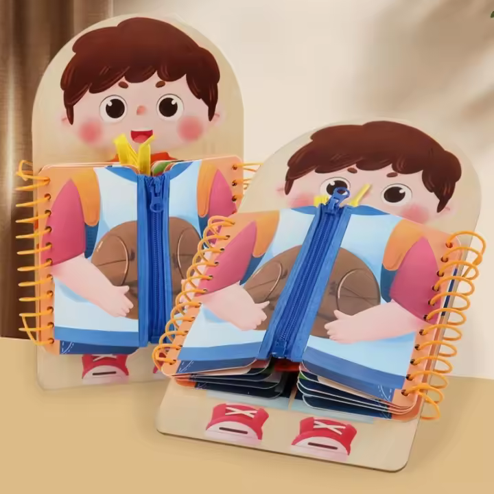 Libro De Juegos Sensoriales De Madera Para Niños Montessori Educación Temprana Tablero Multicapa Para Niños Actividades De Vestido Quiet Book Regalo Para Niños De 3-6 Años - 1