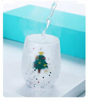 Taza De Navidad De Vidrio Con Doble Muralla Y Brillo De Síquinas Con Árbol De Navidad Y Payaso De Nieve Taza Para Café Leche Jugo Resistente Al Calor Regalo De Navidad - details 4