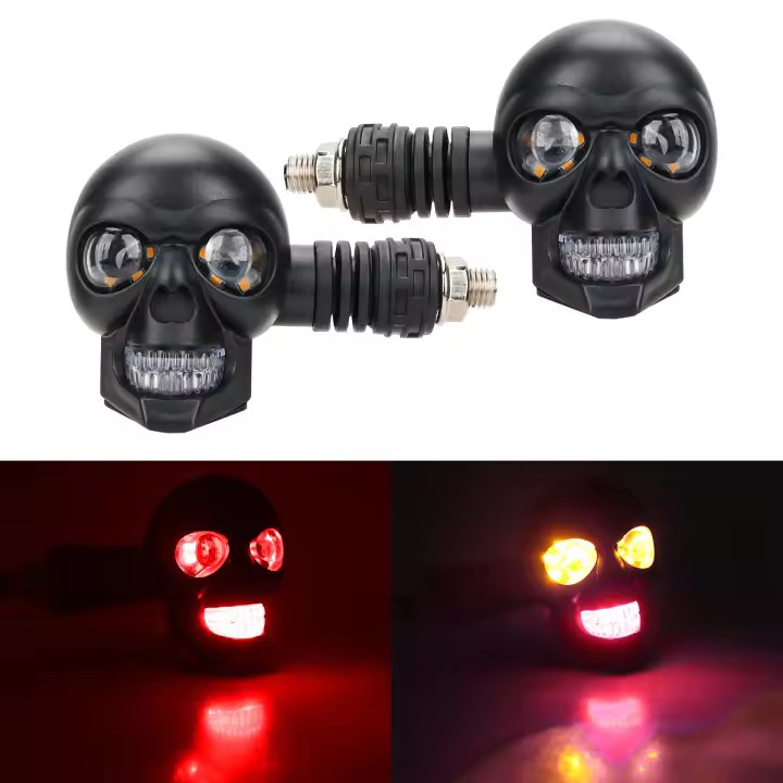 Luz Trasera Y De Señal LED Estilo Cráneo Para Motocicleta 12V Impermeable Faro De Moto Con Lente Electrónica Motorbike White Re - 1