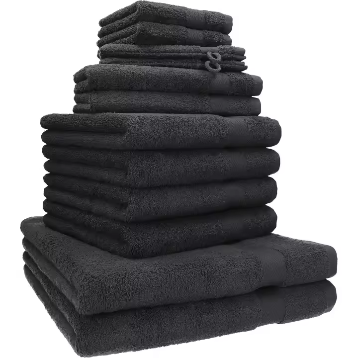 Premium Juego de Toallas de 12 Piezas - 2X Toallas de Ducha - 4X Toallas de Manos - 2X Toallas de Invitados - 2X Toallas de chorro-2X Manoplas de baño-Grafitos - 1