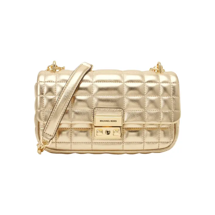 MICHAEL KORS - Bolso de HombroTribeca de Piel Acolchada Metalizada Color Oro - 1