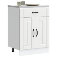 vidaXL Mueble bajo de cocina Lucca madera de ingeniería blanca en color Blanco/Gris sonoma/Gris hormigón y más | almacenamiento funcional diseño moderno para baño dormitorio sala - details 0