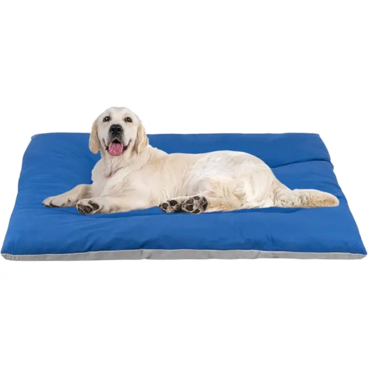 COSHANO Cama de Perro para Perros Grandes, Medianos y Pequeños, Cama de Poliéster, Interior de Fibras de Algodón (Azul, 90x70x10cm) - 1