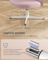 Silla de Oficina, Asiento Ancho y Cómodo, Altura Ajustable, Silla Giratoria Sin Ruedas, Base en Cruz, Tela de Lino de Algodón, Crema, Gris, Rosa - details 16