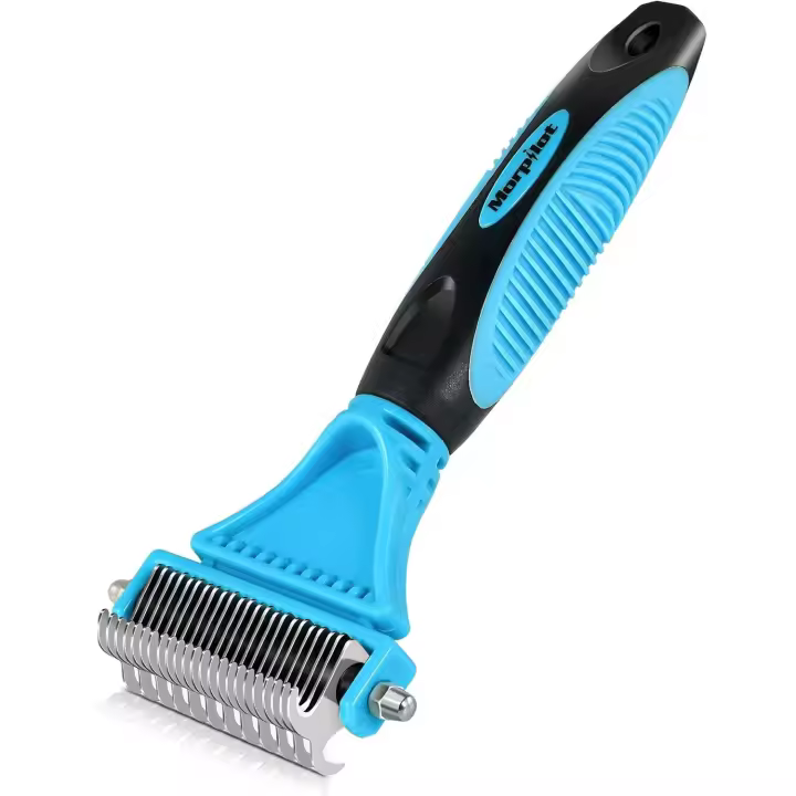 Pelo para perros y Gatos, peine de ASEO, rstrillo de doble cara para subpelo de mascotas de pelo Largo, eficaz The cause of the Melo hasta en un 90% (Azul). - 1