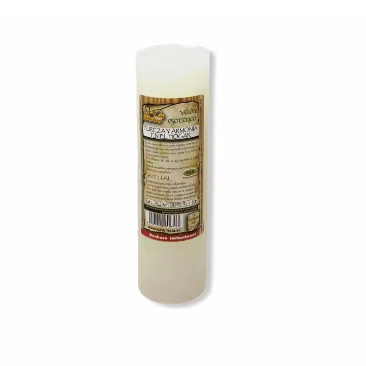 Velón para la Pureza y Armonía en el Hogar - Artesanal - Hecha con cera natural y ecológica sin aditivos - 17x5x5cmts - 1