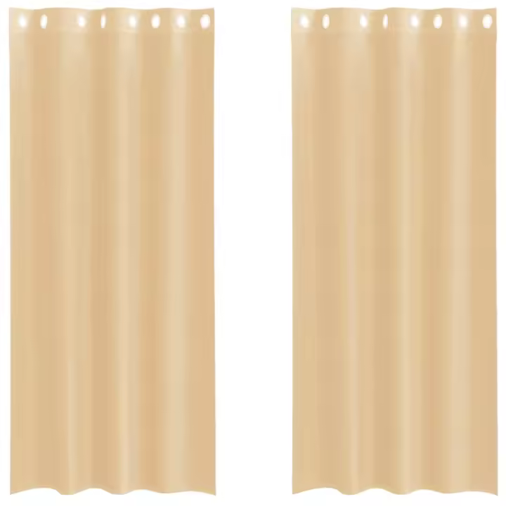 vidaXL Cortinas de gasa con ojales 2 uds arena - 1