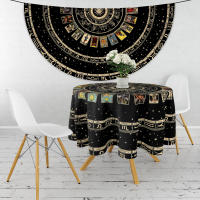 Mantel Redondo De Taro Impermeable 63 Pulgadas Negro Oro Multifuncional Para Comedor Terraza Fiesta Hotel Estilo Americano - details 4