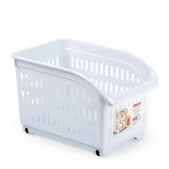 Plastic Forte - Cesta Organizadora con Ruedas Nº 2. Ideal Armarios. Blanco - 1