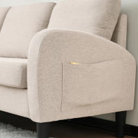 Sofá esquinero en forma de L con sillón reclinable - Sofá de Tres plazas, 166x118x77 cm, textil de Algodón y Lino transprable, pátas de plástico, Diseño modular, ideal para salones, apartamentos y oficinas. - details 4