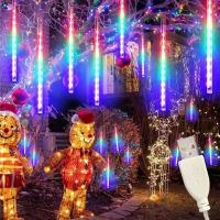 Luces De Lluvia De Meteorito Para Decoración De Árbol Al Aire Libre Con 192LEDs Fosforescentes Cadenas De Agua Mágicas Para Jardín Fiesta Festival USB Recargable - details 11