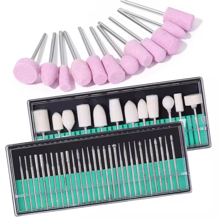 LULAA Set De Brocas Para Uñas Con Polvo De Arena Accesorio De Pulido Para Arte De Uñas Eliminador De Uñas Acrílicas Gel Set De Brocas Para Manicura - 1