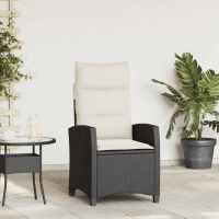 vidaXL Silla de jardín reclinable con mesa auxiliar ratán negro en color Negro y crema/beige y crema/Gris y azul y más | cómodas modernas ergonómicas para comedor cocina salón hogar - details 0