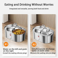 Dispensador De Agua Para Gatos 3L Con Doble Cuenco Acero Inoxidable Gran Capacidad Dispensador De Bebida Inteligente Para Perros Y Gatos - details 2