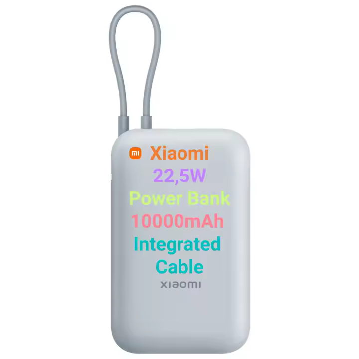 Xiaomi Power Bank 10000mAh Integrated Cable - Pocket Edition 22.5W, Powerbank Compacto con Cable Tipo-C y USB, Carga Rápida - 1