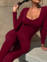 Yoga De Mujer Un Pie De Yoga Contraer Ribbed Con Manga Larga Y Cuello Redondo Ajuste Ergonómico Transpirable Moda Gimnasio - details 12