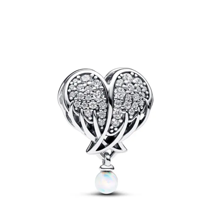 Pandora Charm en plata de ley Alas de Ángel Brillantes & Corazón​ 792980C01 , para Mujer - 1