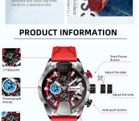 Reloj Boruse Para Hombre Rojo Impermeable Cronógrafo Reloj De Pulsera De Negocios Con Calendario Reloj Masculino Regalo Perfecto - details 4