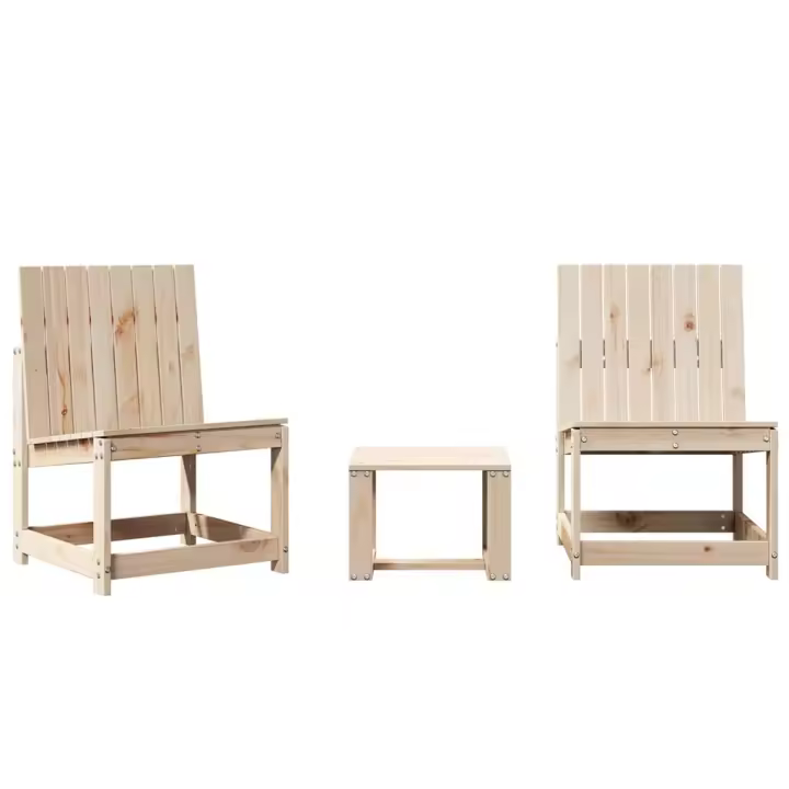 3 piezas Madera de Pino Juego de muebles de Jardín - 1