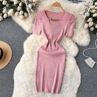 Vestido De Verano Con Diseño De Cadena Y Mangas Cortas Estilo Coreano Ajustado Para Mujer Vestido De Fiesta Mini De Cintura Alta Con Cierre Pullover - details 12