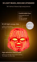 Máscara LED Recargable De 7 Colores Terapia Roja Para El Rostro Device De Rejuvenecimiento De Piel Tensión Wireless Un Toque - details 11