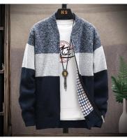 Nueva Chaqueta De Punto De Piel Para Hombre Otoño Invierno Cierre De Cremallera Estilo Casual Con Contraste De Rayas Suéter De Velours - details 3