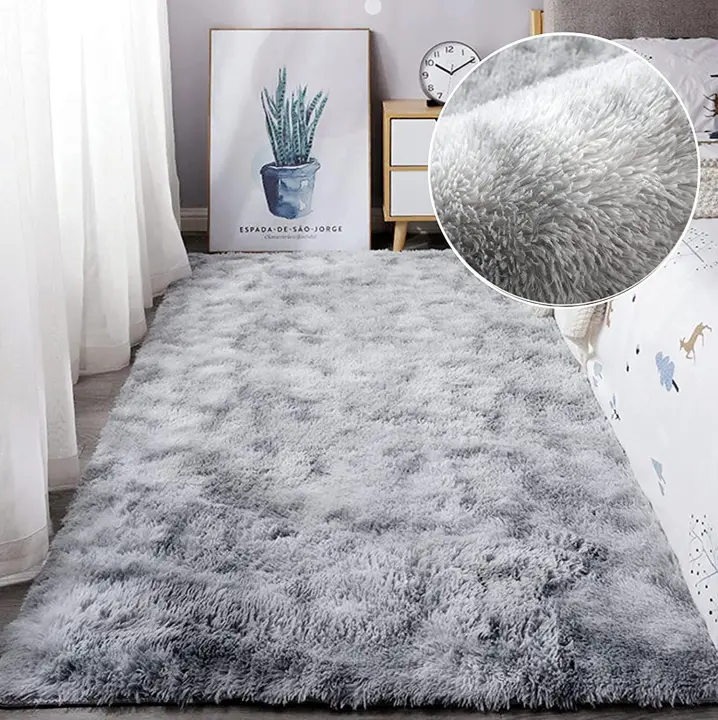 Alfombra De Dormitorio Alfombras Modernas De Salón Alfombra Suave Y Esponjosa De Pelo Largo Alfombra Extra Suave Y Cómoda Alfombra Gruesa Esponjosa Interior Antideslizante para Sala De Estar (Gris Blanco, 80*200cm) - 1