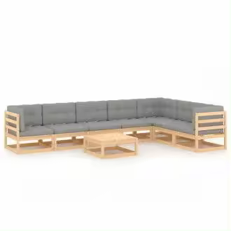 VIDAXL 3076799 set de muebles modulares de 8 piezas de madera de pino con cojines en color gris - 1
