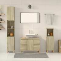 vidaXL Set de muebles de baño 3 pzas madera contrachapada roble Sonoma - details 0