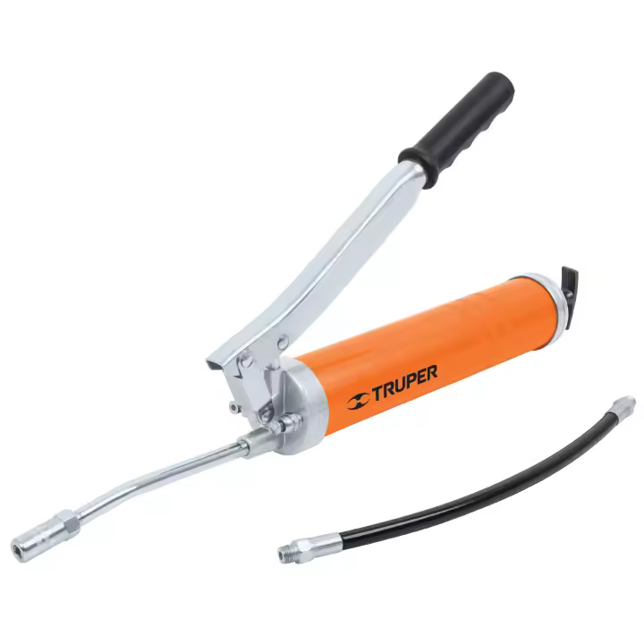 Bomba Engrase Industrial Truper, Alta Presión, Cabeza Aluminio, Mango Antideslizante, Extensión Rígida y Flexible, 400 Ml - 1