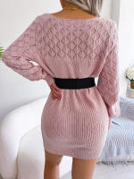 Vestido De Suéter Casual Con Mangas Largas Y Ochenta Para Mujer Adecuado Para Otoño E Invierno Sin Cinturón Estilo Recto - details 11