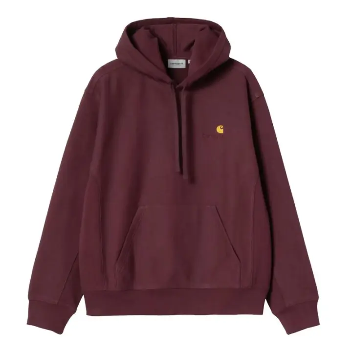 Sudadera Granate Carhartt Hooded American Script Sweatshirt Rondo de Silueta Amplia y Holgada - 1