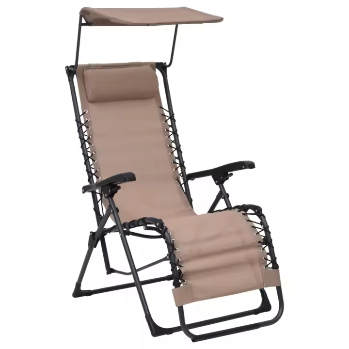 vidaXL Tumbona plegable de textilene taupe - 1