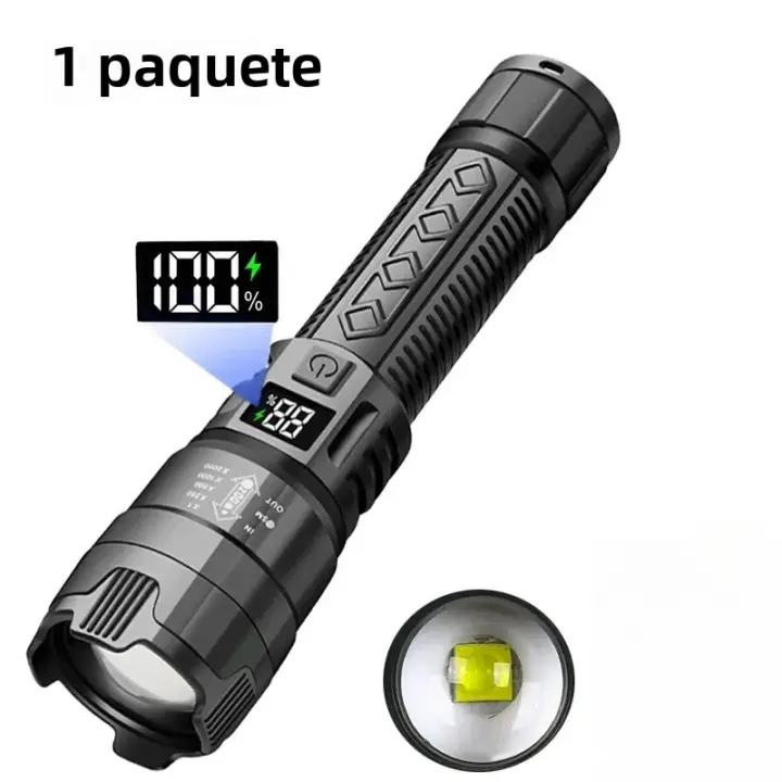 Lámpara Táctica De Alta Potencia LED Recargable Por USB Luz Fuerte Impermeable Torcha Portátil Para Exteriores Con Alcance Super Largo - 1