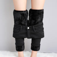 Nuevas Jeans Térmicas Para Mujer Invierno Con Forro De Plush Cálidos Y Elásticos Skinny Denim Gruesos Para Estudiantes Trousers De Madre Con Fur - details 22