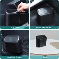 Caja De Basura Para Coche En ABS Negra Con Tapa Y Soporte Universal Caja De Almacenamiento Para Interior Del Coche - details 0