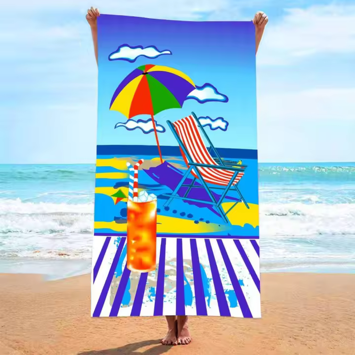 Toalla de playa de microfibra con estampado de varios tamaños y absorbente para surf. - 1