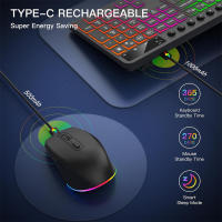Combina De Teclado Inalámbrico Y Ratón Con Iluminación Retroiluminada Tamaño Completo Ergonómico Con Soporte Para Teléfono Y Tableta 2.4G Ratón Para PC Y Laptop - details 4