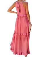 Vestido De Verano Para Mujer Con Camisola Y Falda Larga Estilo Europeo Y Americano Sin Mangas Cuello Redondo Polyester Spandex - details 19
