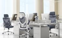 Silla de Oficina Ergonomica Silla Reposabrazo Ajustable Silla Oficina Trabajo con Reposacabeza Silla Giratoria Blanco Gris - details 0