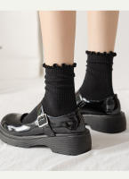 5 Pares De Calcetines Casuales Para Mujer De Tubo Medio Pleated En Colores Negro Y Blanco Transpirables Para Primavera Y Otoño - details 7