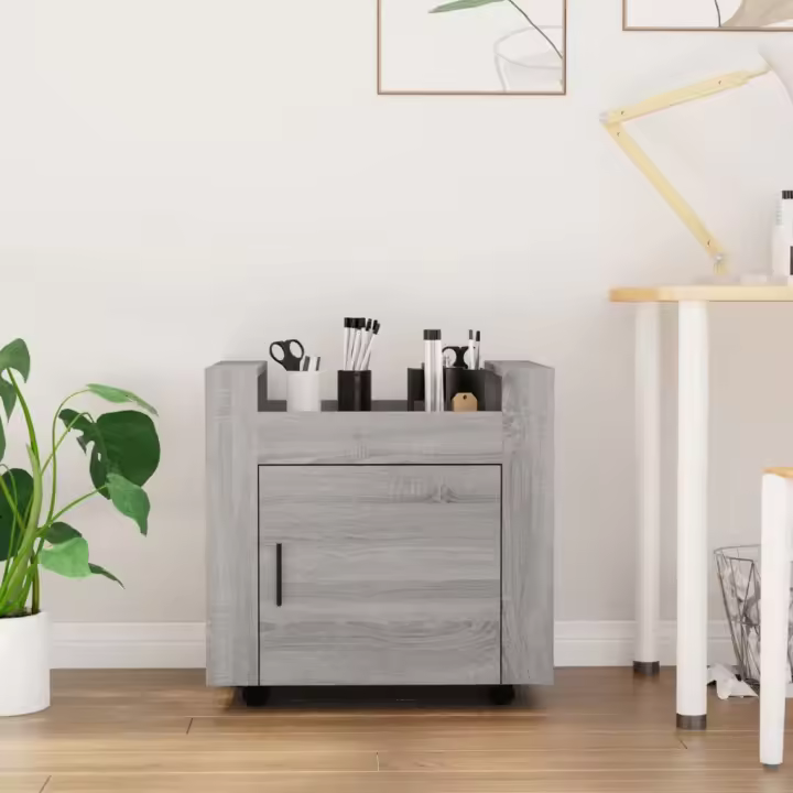 Sonoma Carrito de escritorio gris 60x45x60 cm Madera Multicapa - 1