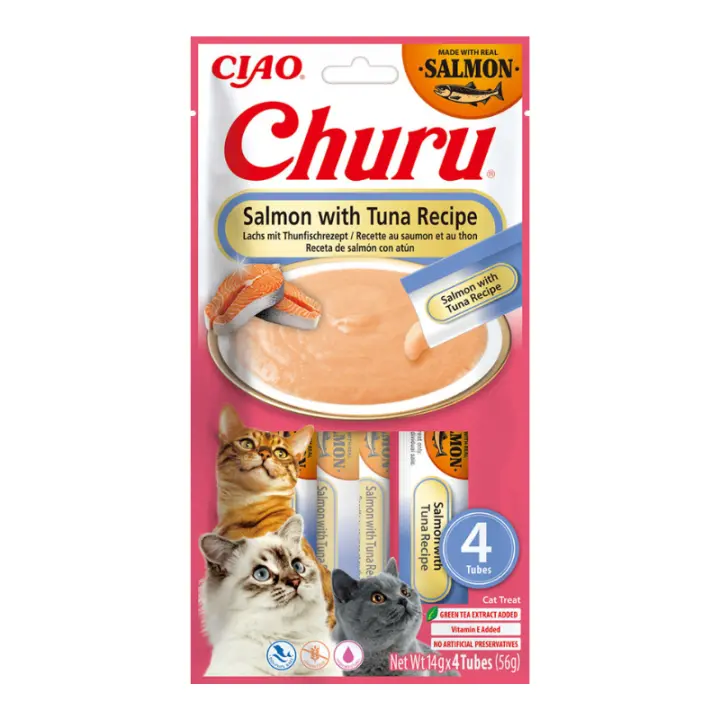 Churu GATO Receta de Salmón con Atún (12 uds. de 4 x 14 g) - 1