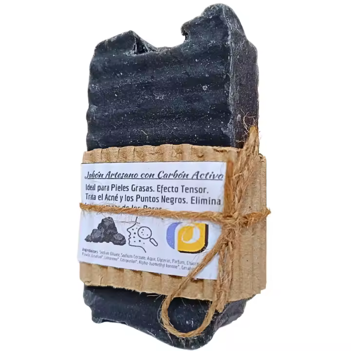 Jabón Artesanal de Carbón Activo. Natural. Piel Grasa. Acné. Pumarshop Cinnia Natura. Artesano. Hecho a Mano - 1