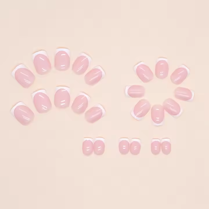24pcs/set Uñas Postizas Cuadradas Cortas En Blanco Estilo Francés Accesorios De Uñas Falsas En Resina Para Manicura Rápidas - 1