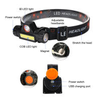 Linterna Frontal Q5+COB Con Batería 18650 Integrada Potente Para Camping Y Pesca Luz LED COB Iluminación Stepless Dimming Impermeable - details 2